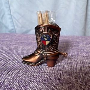 Texas Metal Cowboy Boot Toothpick Holder